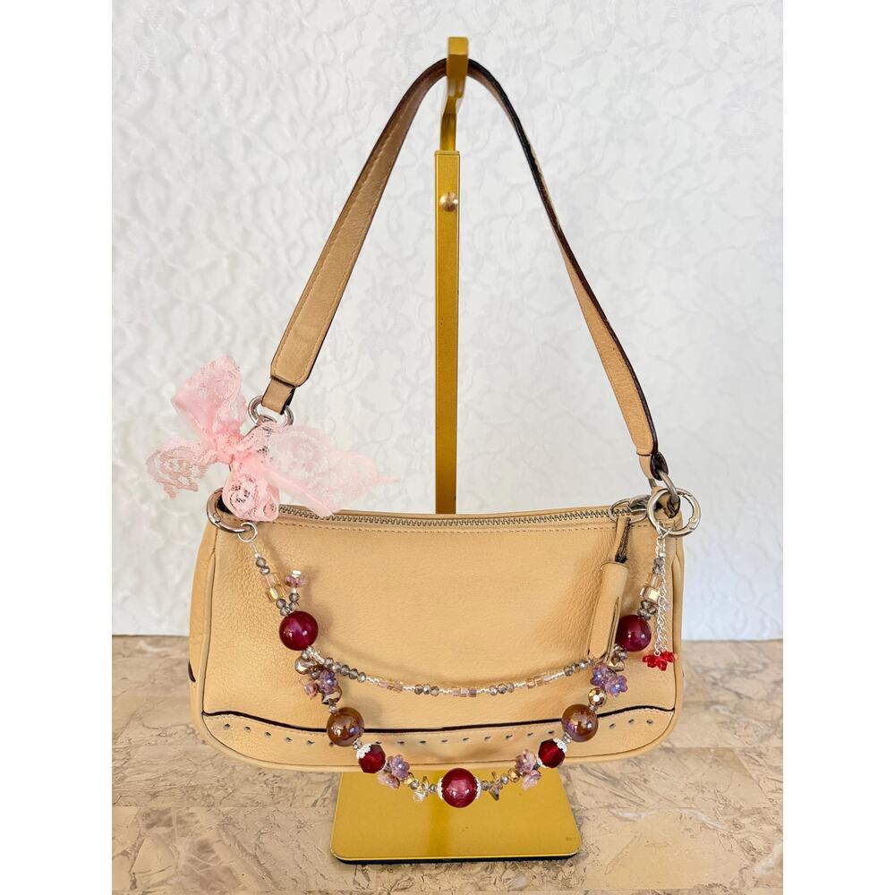 Vtg COACH sand leather Y2K Demi mini convertible wristlet shoulder bag 9860